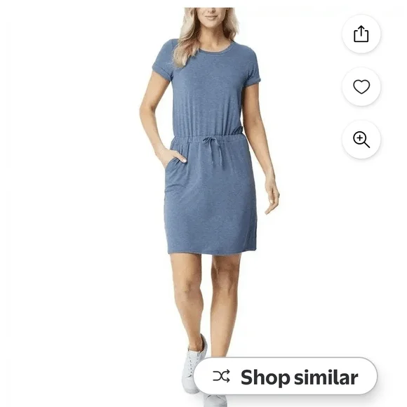 Light Blue V-Neck Drawstring Mini Dress, 32 Degrees - Picture 3 of 4
